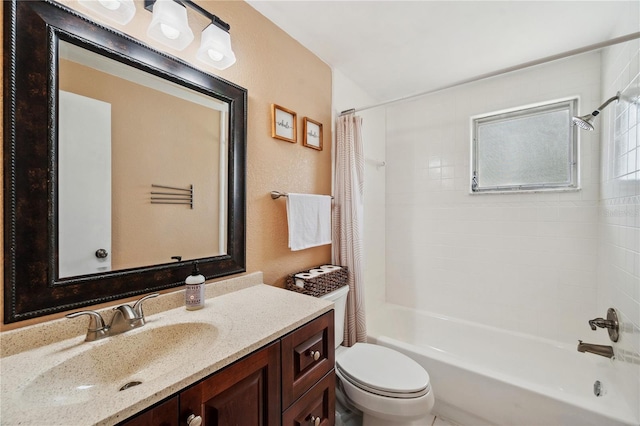 8497 Portulaca Ave, Seminole, FL 33777 - full bath featuring toilet, shower / tub combo, vanity, and a textured wall