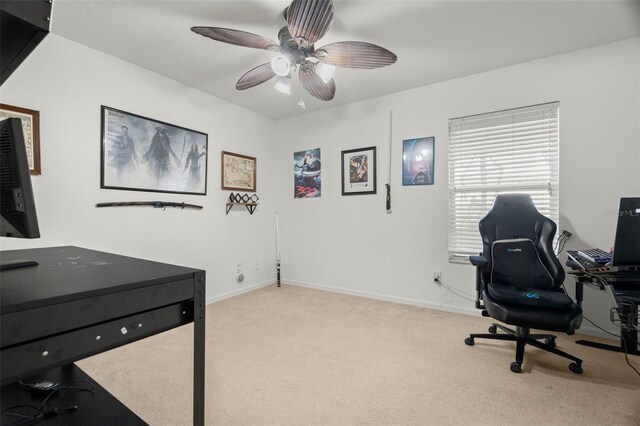 2832 Brinley Dr, New Port Richey, FL 34655 - carpeted home office with ceiling fan and baseboards