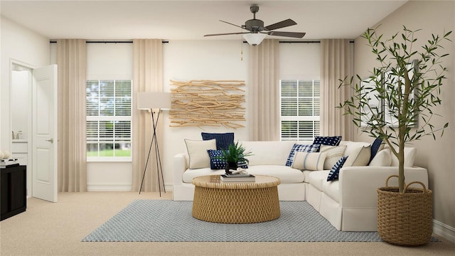 4511 S Manhattan Ave Unit 13, Tampa, FL 33611 - carpeted living area with ceiling fan