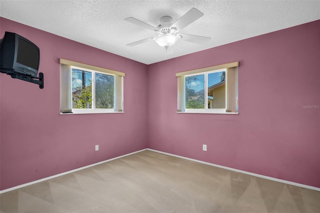 2113 Malcolm Dr, Palm Harbor, FL 34684 - carpeted spare room with a ceiling fan, a textured ceiling, and baseboards