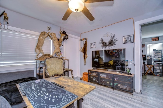 902 W Columbus Dr, Tampa, FL 33602 - living area featuring a ceiling fan and wood finished floors