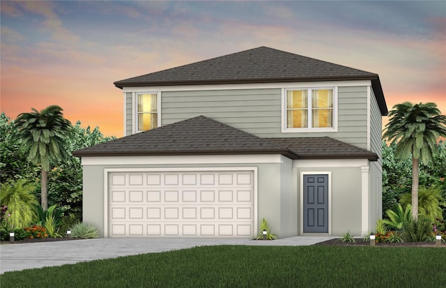 1075 Silverlake Blvd, Lake Alfred, FL 33850 - traditional-style home with a shingled roof, concrete driveway, a garage, and a front yard