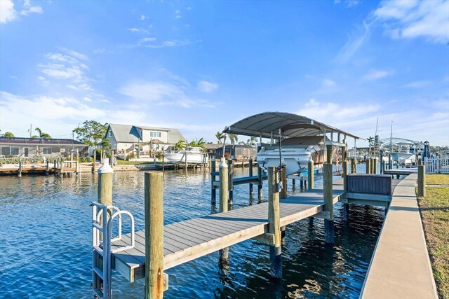 5108 Commonwealth Rd, Palmetto, FL 34221 - dock area featuring boat lift and a water view
