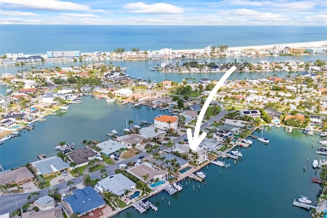 5 Marina Ter, Treasure Island, FL 33706 - aerial view of property and surrounding area featuring a nearby body of water, nearby suburban area, and numerous boat docks