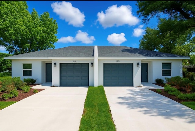 1253 Dosseywood Ln, Lakeland, FL 33811 - view of front of home with a garage, stucco siding, driveway, and a shingled roof