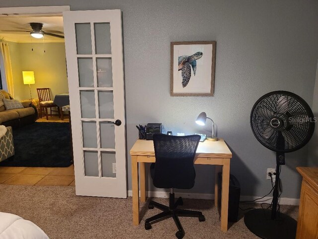 314 Bloomingfield Dr, Brandon, FL 33511 - carpeted office featuring ceiling fan and baseboards