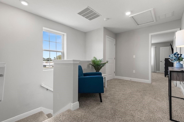 5270 Neil Dr, Saint Petersburg, FL 33714 - living area with carpet, attic access, baseboards, and recessed lighting