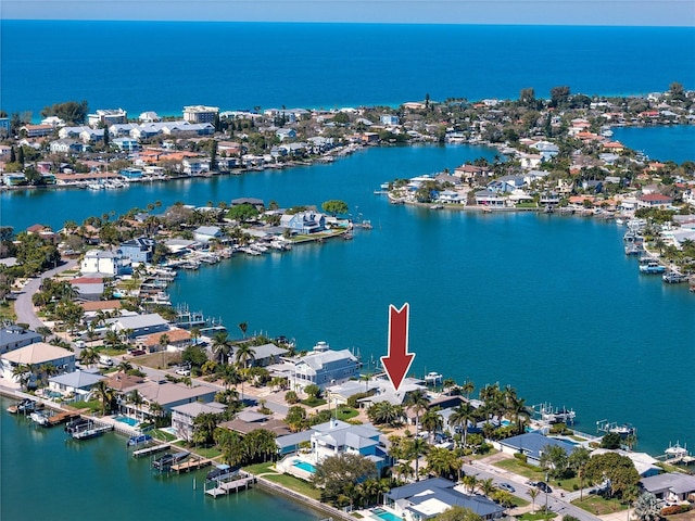 474 20th Ave, Indian Rocks Beach, FL 33785 - aerial perspective of suburban area with a nearby body of water