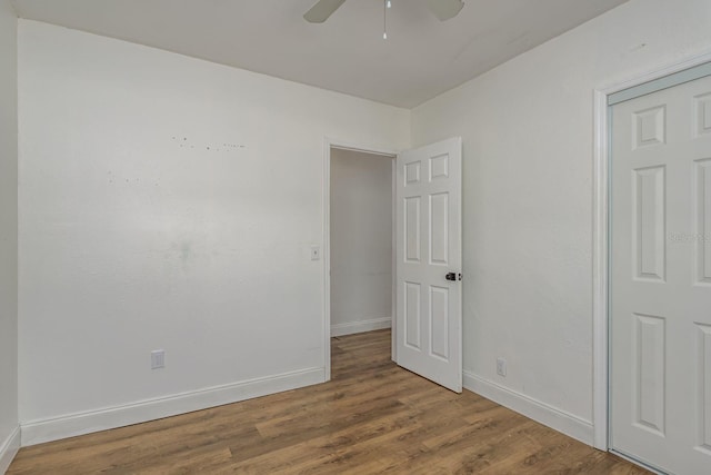 2911 16th Ave S Unit A, Saint Petersburg, FL 33712 - empty room with ceiling fan, baseboards, and wood finished floors