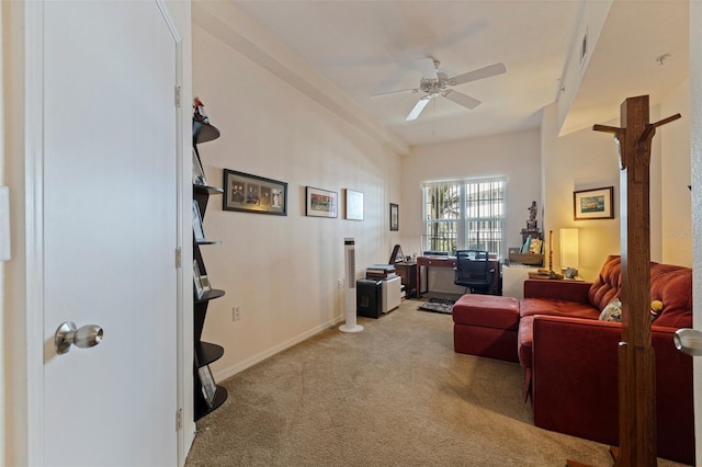 200 4th Ave S Unit 220, Saint Petersburg, FL 33701 - living room with carpet, a ceiling fan, and an office area