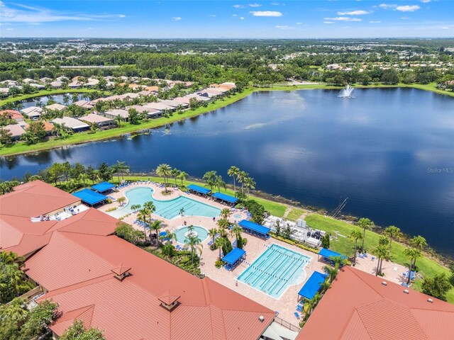 5009 Sandy Brook Cir, Wimauma, FL 33598 - drone / aerial view of a pool and a nearby body of water