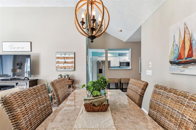 3520 51st Ave W, Bradenton, FL 34210 - living area with a chandelier, lofted ceiling, and a textured ceiling