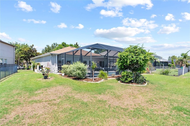 back of property with glass enclosure