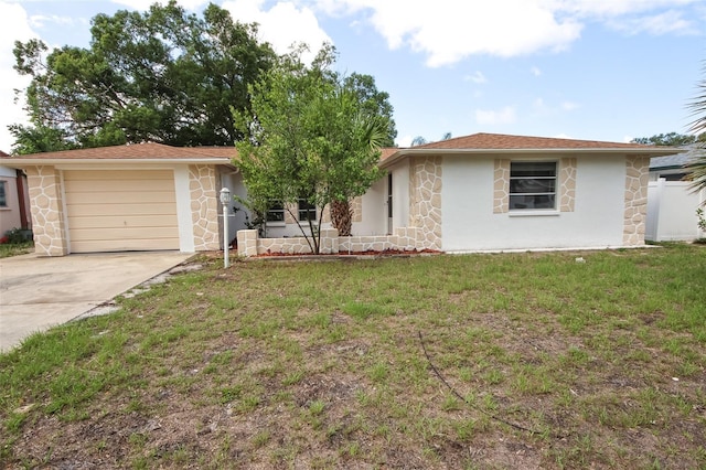 7904 Judith Cres, Port Richey, FL 34668 - single story home with stone siding, driveway, a garage, and a front lawn