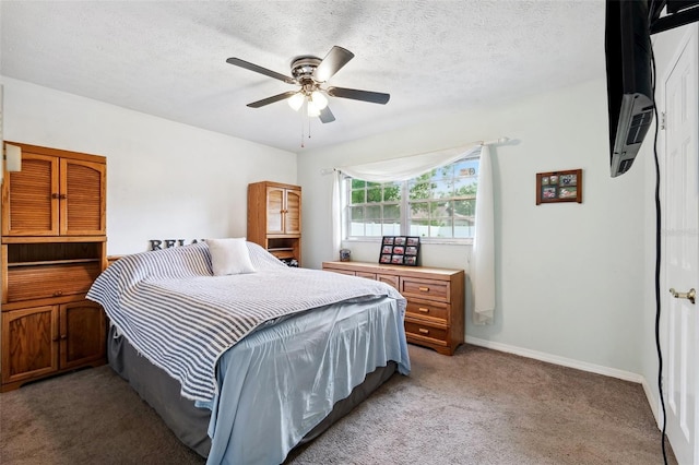 2013 Capri Rd, Valrico, FL 33594 - bedroom with light colored carpet, a ceiling fan, baseboards, and a textured ceiling