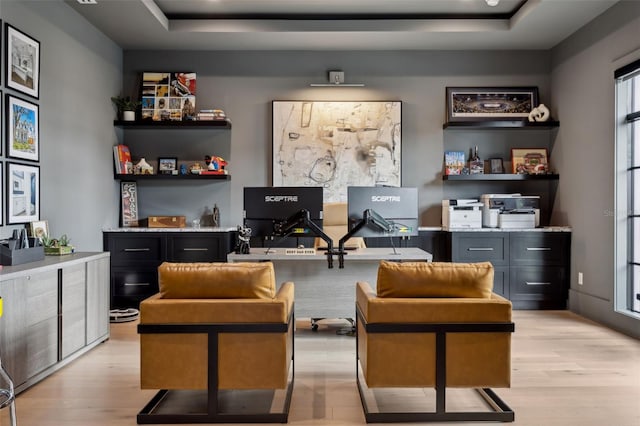 2902 S Beach Dr, Tampa, FL 33629 - office with a tray ceiling and light wood-type flooring