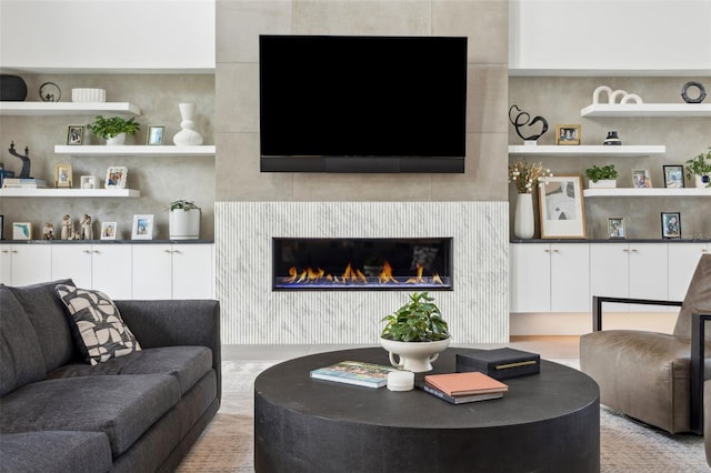 2902 S Beach Dr, Tampa, FL 33629 - living area featuring a glass covered fireplace