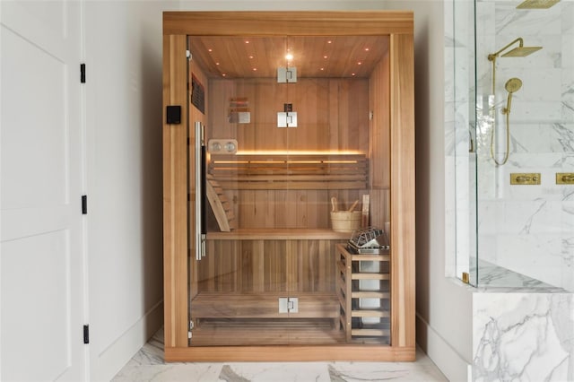 2902 S Beach Dr, Tampa, FL 33629 - relaxing sauna / steam room featuring marble tiled floors and recessed lighting