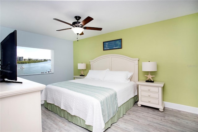 399 2nd St Unit 417, Indian Rocks Beach, FL 33785 - bedroom featuring light wood-type flooring, baseboards, and ceiling fan