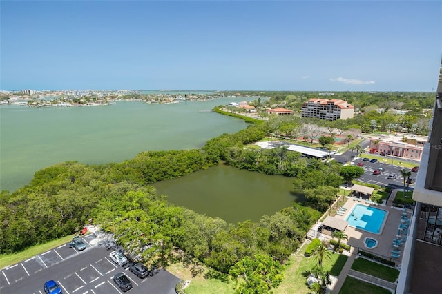 7050 Sunset Dr S Unit 1401, South Pasadena, FL 33707 - bird's eye view of a nearby body of water and a pool area