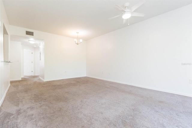 9524 Newdale Way Unit 101, Riverview, FL 33578 - spare room with carpet, a chandelier, baseboards, and a ceiling fan