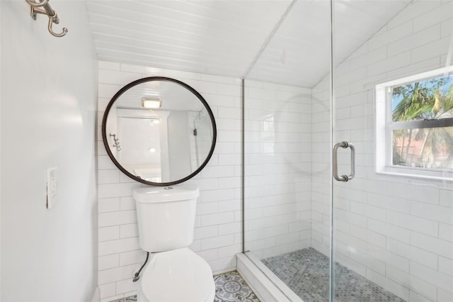 2015 3rd St S, Saint Petersburg, FL 33705 - full bathroom featuring lofted ceiling and a stall shower