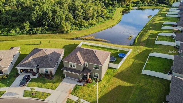 drone / aerial view of a large body of water