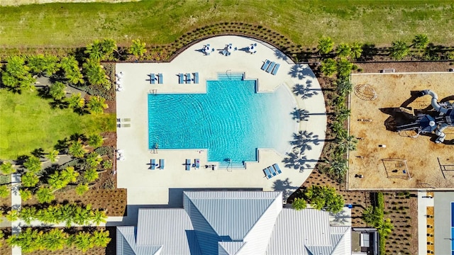 bird's eye view of a pool