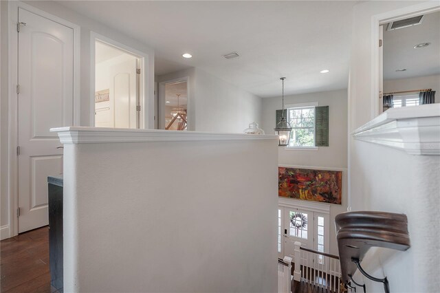8927 Key W Island Way, Riverview, FL 33578 - hallway featuring recessed lighting, wood finished floors, and an upstairs landing