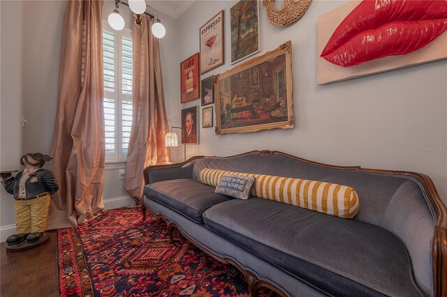 8927 Key W Island Way, Riverview, FL 33578 - living area featuring plenty of natural light, wood finished floors, and baseboards