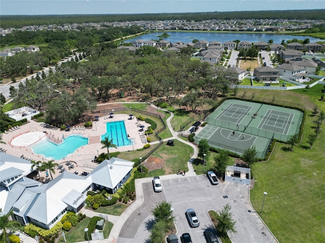13103 Monach Isles Dr, Riverview, FL 33579 - aerial view of property and surrounding area with a pool area and a large body of water