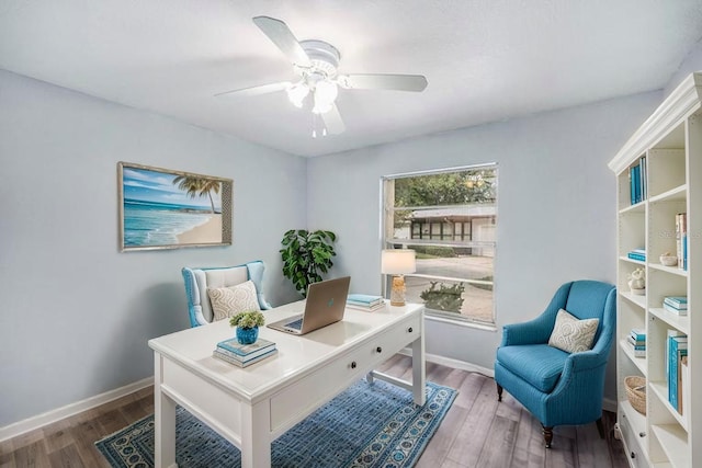 2770 Keats Ter Unit C, Palm Harbor, FL 34684 - office featuring wood finished floors, a ceiling fan, and baseboards