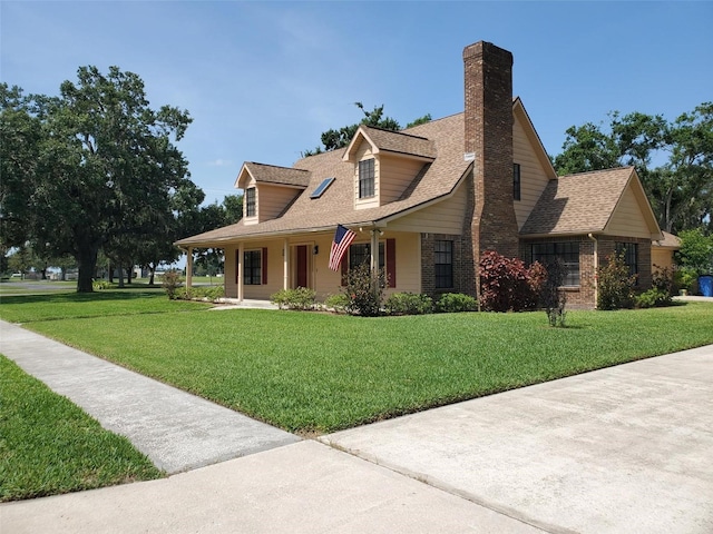 2615 Southern Oaks Pl, Plant City, FL 33566 - view of front facade featuring a front yard, roof with shingles, and a chimney