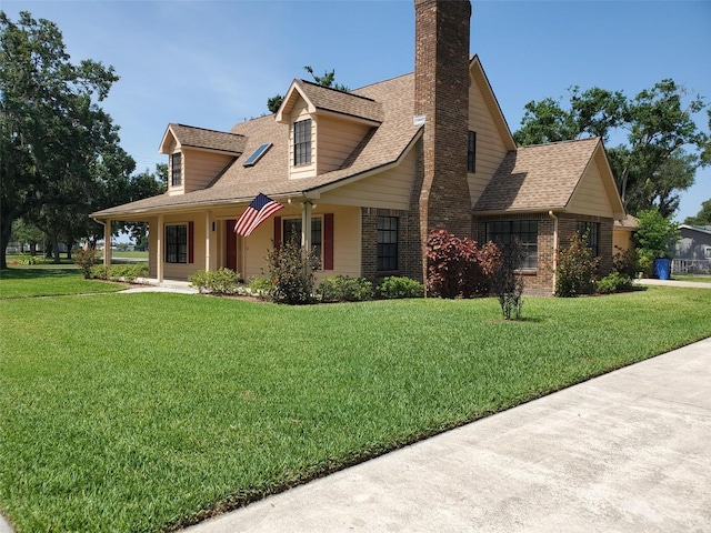2615 Southern Oaks Pl, Plant City, FL 33566 - view of front of home featuring a chimney, a front lawn, and roof with shingles