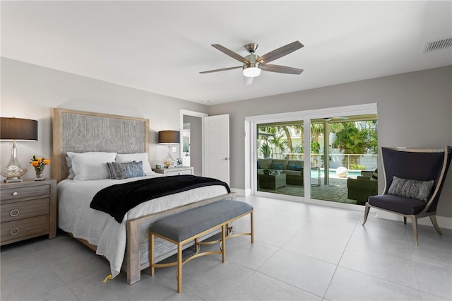 2817 Seabreeze Dr S, Gulfport, FL 33707 - bedroom with access to outside, baseboards, a ceiling fan, and light tile patterned floors