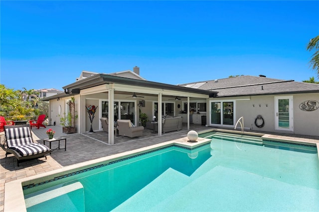 2817 Seabreeze Dr S, Gulfport, FL 33707 - outdoor pool with ceiling fan, outdoor lounge area, and a patio