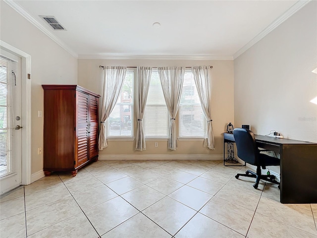 2724 Via Murano Unit 615, Clearwater, FL 33764 - office with ornamental molding, light tile patterned floors, and baseboards