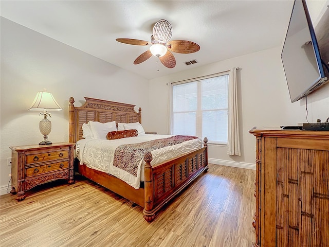 2724 Via Murano Unit 615, Clearwater, FL 33764 - bedroom featuring light wood-style flooring, baseboards, and ceiling fan