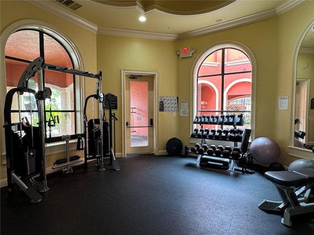 2724 Via Murano Unit 615, Clearwater, FL 33764 - workout area with ornamental molding and recessed lighting