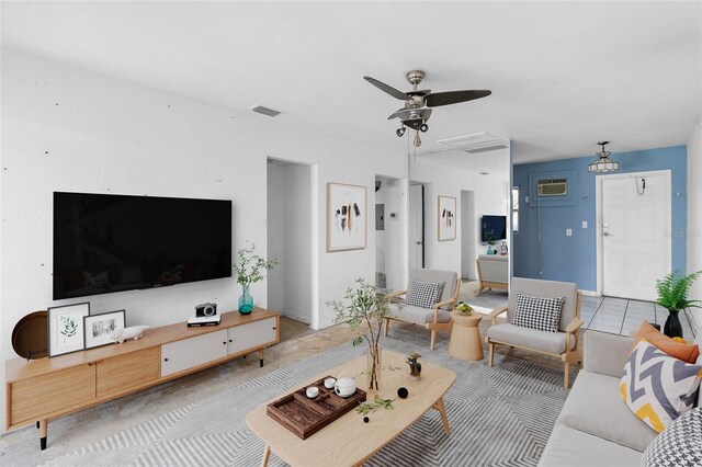 410 73rd Ave, St Pete Beach, FL 33706 - living room featuring a ceiling fan
