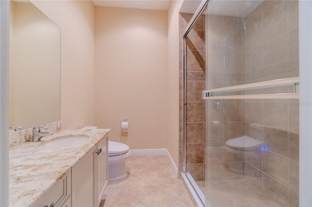 15101 Kestrelglen Way, Lithia, FL 33547 - full bath featuring toilet, vanity, a stall shower, and tile patterned floors