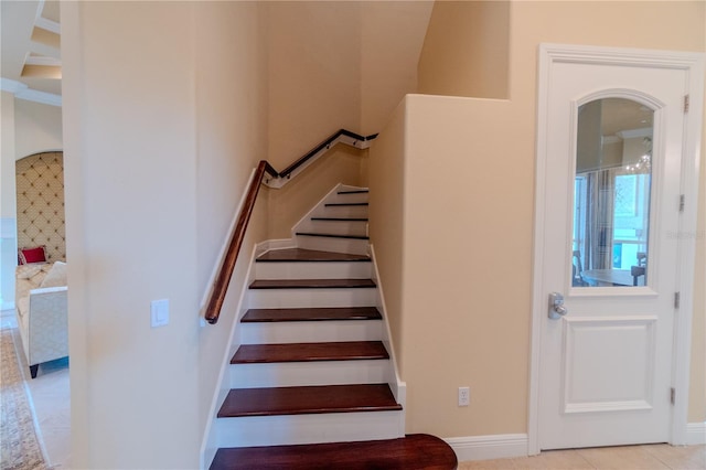 15101 Kestrelglen Way, Lithia, FL 33547 - stairway with arched walkways and tile patterned floors
