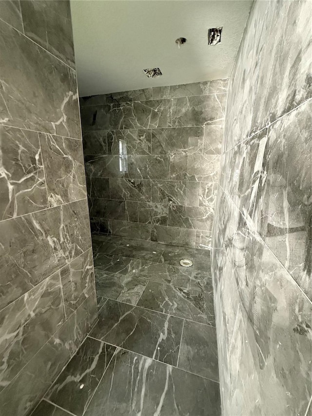 14273 Nugent Cir, Spring Hill, FL 34609 - full bathroom with a tile shower and marble finish flooring