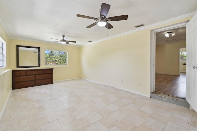 1810 77th Ave N, Saint Petersburg, FL 33702 - spare room with ceiling fan, baseboards, and ornamental molding