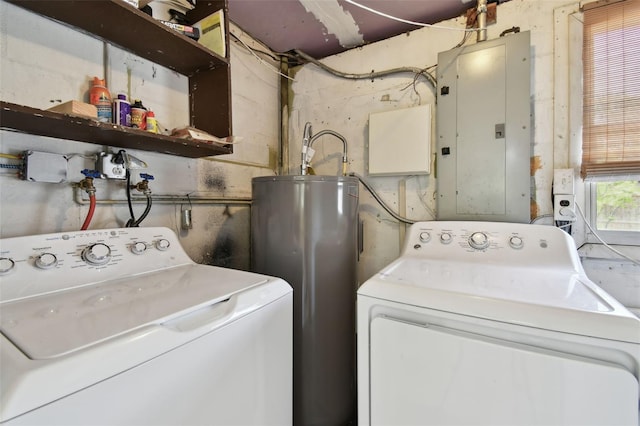1810 77th Ave N, Saint Petersburg, FL 33702 - laundry room with electric panel, electric water heater, and washer and clothes dryer