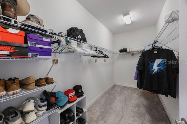 spacious closet with carpet flooring