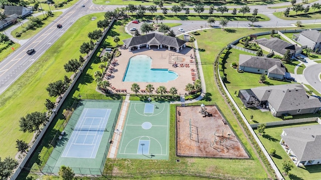 bird's eye view of a pool