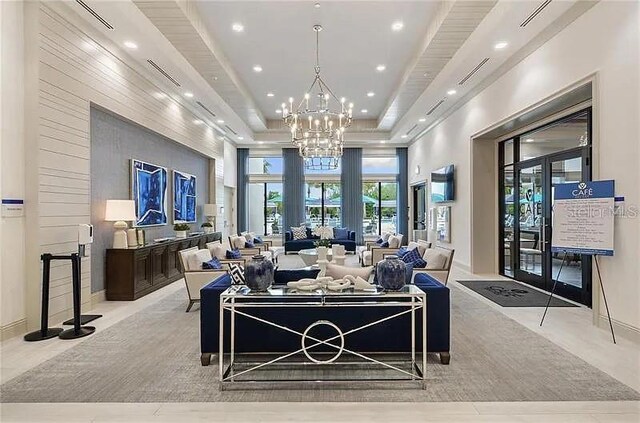 4888 Sevilla Shores Dr, Wimauma, FL 33598 - building lobby featuring a high ceiling and recessed lighting