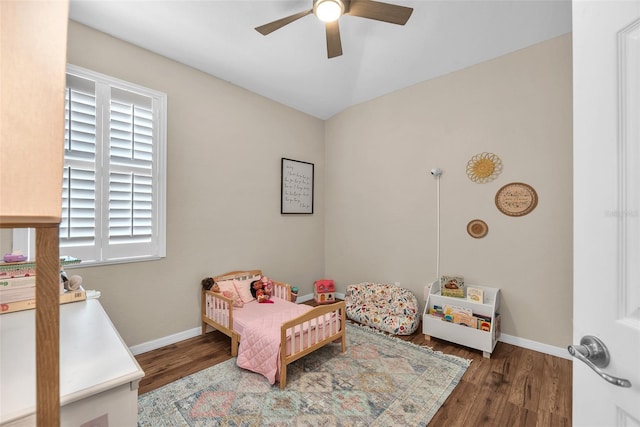 11808 Holly Crest Ln, Riverview, FL 33569 - bedroom with wood finished floors, baseboards, and ceiling fan
