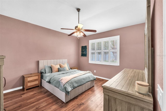 11808 Holly Crest Ln, Riverview, FL 33569 - bedroom featuring baseboards, wood finished floors, and ceiling fan